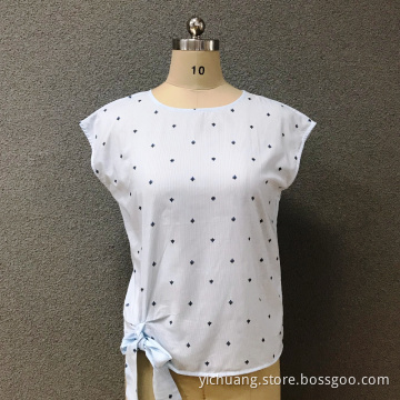 Women's cotton printed white top